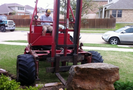 Setting a moss boulder.