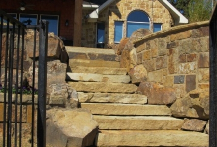 Boulders incorporated in stone staircase