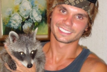 Brody & a sweet racoon.