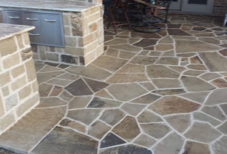 Outdoor Kitchen using Oklahoma Flagstone for the patio.