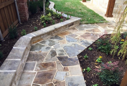 Flagstone Clic Rock Stone Yard Flagstone Walkway With Small Wall Ced