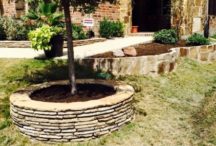 Flagstone stacked used as edging.