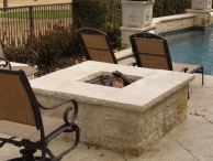 Fire pit with Lueders Buff Slab on top.