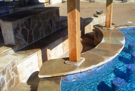 Swim up bar with Oklahoma Slab countertop