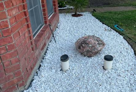 Marble Gravel and a Pink Granite Boulder