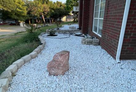 Marble Gravel and a Pink Granite Boulder