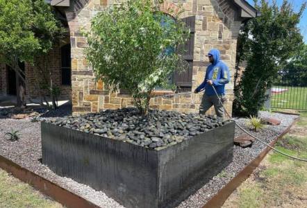 Mexican Beach Pebbles installed by Chief Landscaping