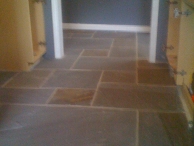 Pennsylvania Squares & Rectangles Flagstone used on a kitchen floor.