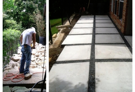 Contemporary Patio with formed concrete and Tejas Gravel