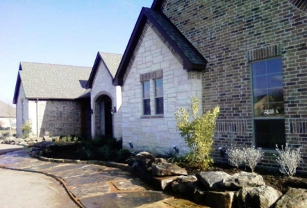 Nice Flagstone Walkway with Boulders edging