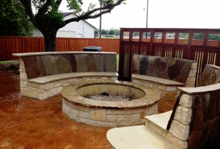 Large fire pit area with an amazing seating area.