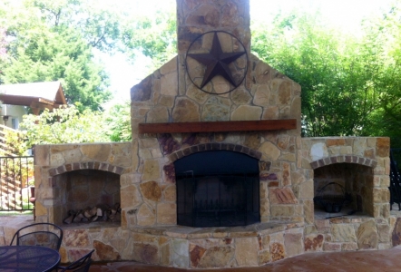 Millsap Builders on the fireplace at the Rockwall Wedding Chapel.