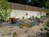 Sitting area with Tejas Gravel.