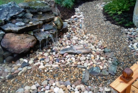 Water Feature with a variety of stones.