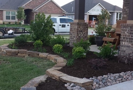 Oklahoma Builders as bed boarder with Arizona River Rocks