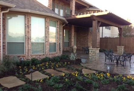 Oklahoma Rustic on the columns with flagstone steps.