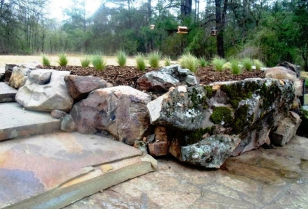 Large stone steps with Mossy Boulders