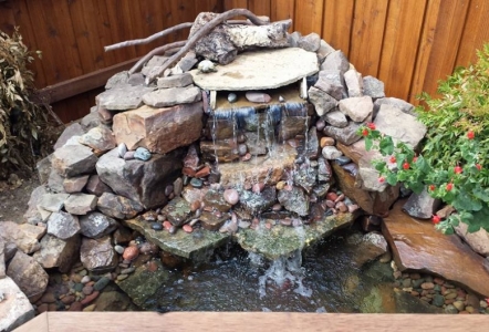 Moss Boulders and Arizona River Rock Water Feature